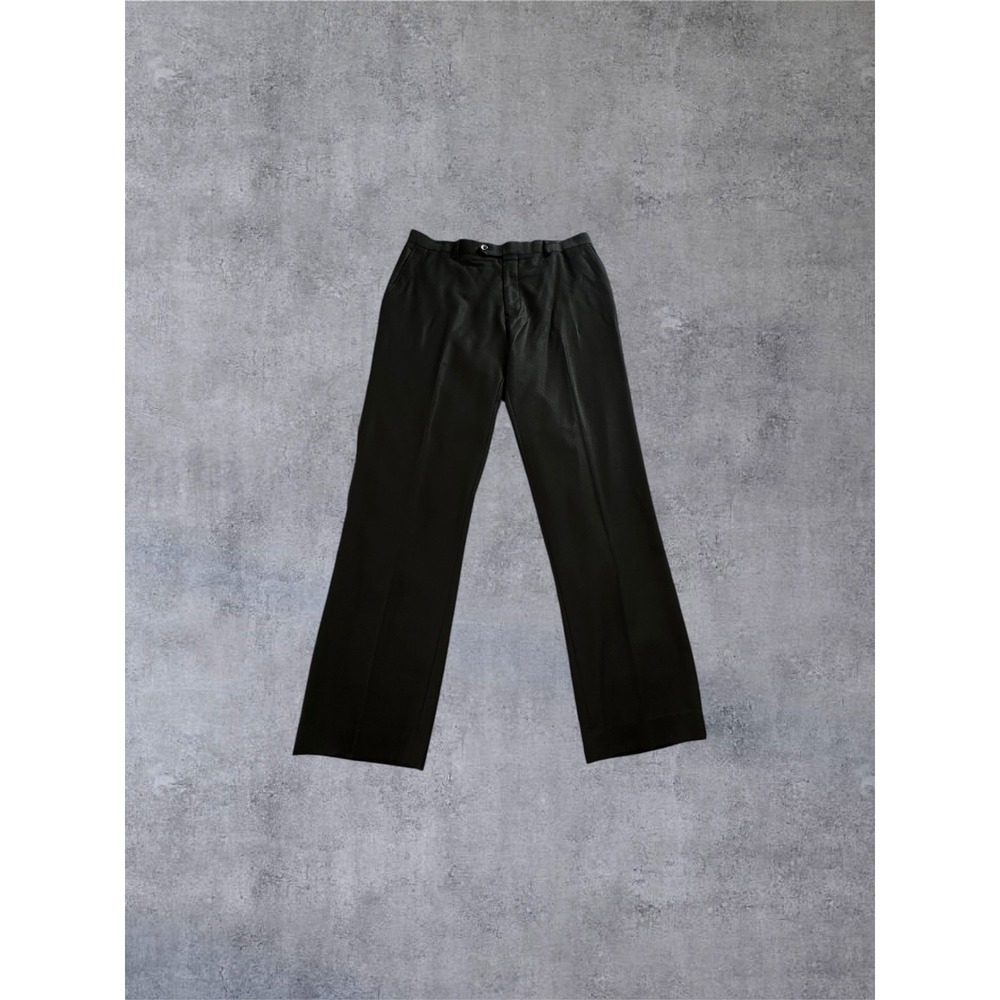Tiglio Luxe Dress Pants Mens 38L Black Super 150s Wool Italian Flat Front Slacks